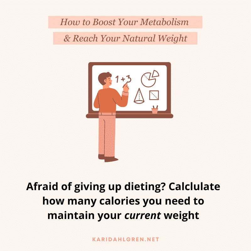 How to Boost Your Metabolism & Reach Your Natural Weight: Afraid of giving up dieting? Calclulate how many calories you need to maintain your current weight