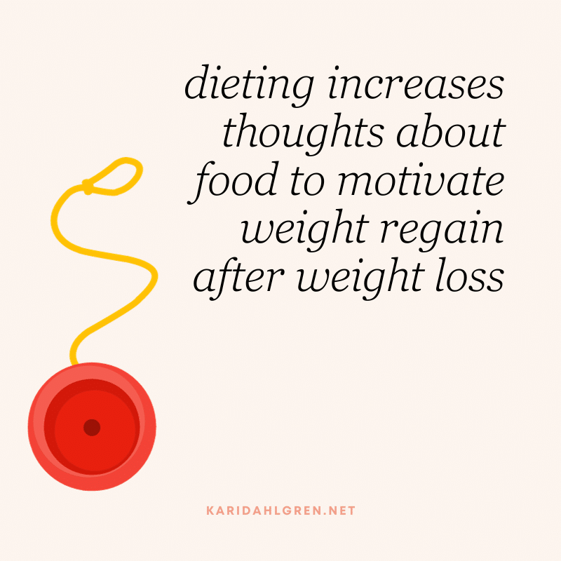 dieting increases thoughts about food to motivate weight regain after weight loss