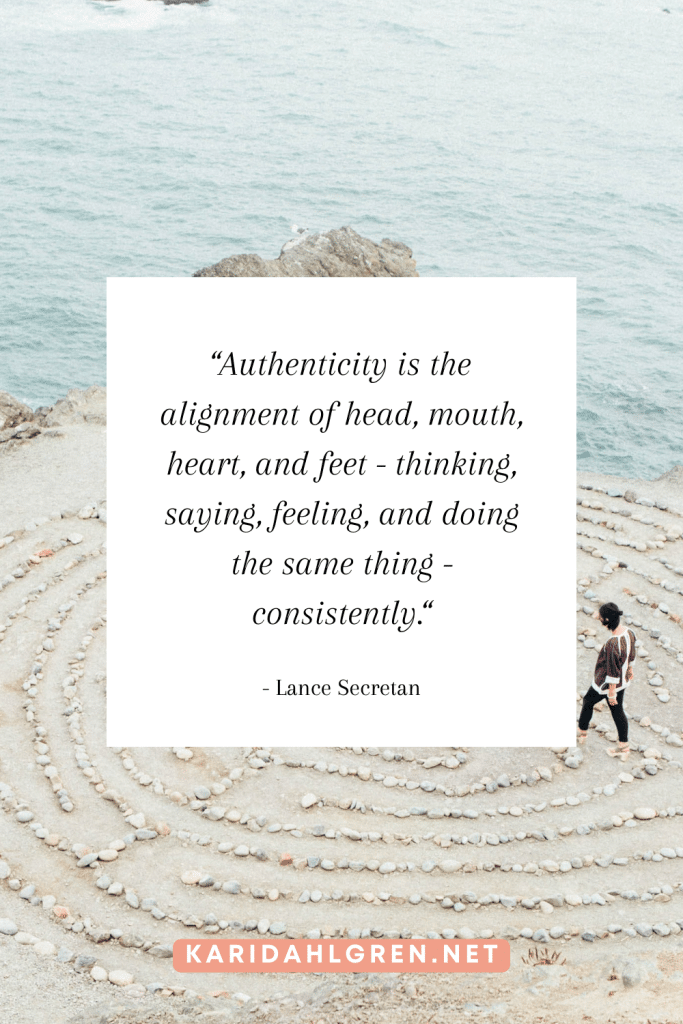 intuitive eating quotes #12: "Authenticity is the alignment of head, mouth, heart, and feet - thinking, saying, feeling, and doing the same thing - consistently."